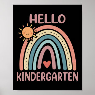 Boho Rainbow Heart för lärare Women Hej Kinder Poster