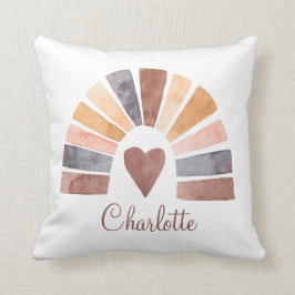 Boho Rainbow Heart Terracotta Bisque Nursery Kudde