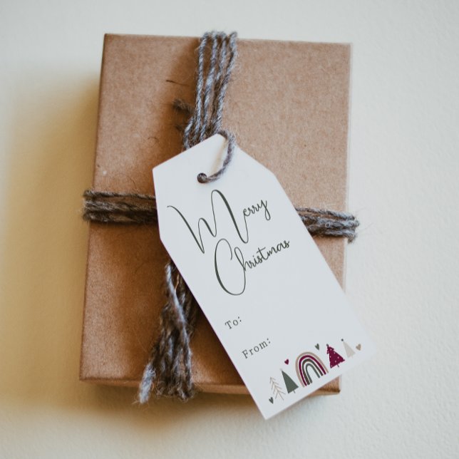 Boho Rainbow & Hearts God jul to and from Presentetikett (Skapare uppladdad)