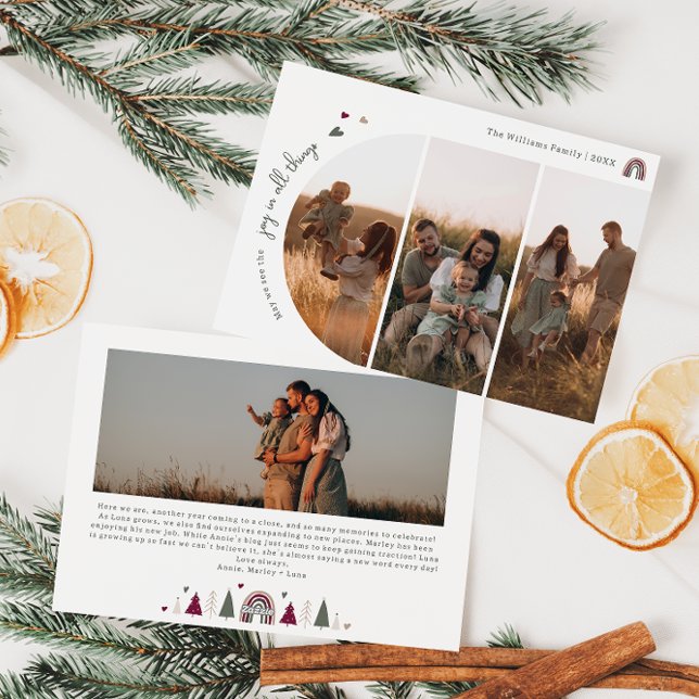 Boho Rainbow & Hearts Joy in All Sak 4 Photo Julkort (Skapare uppladdad)