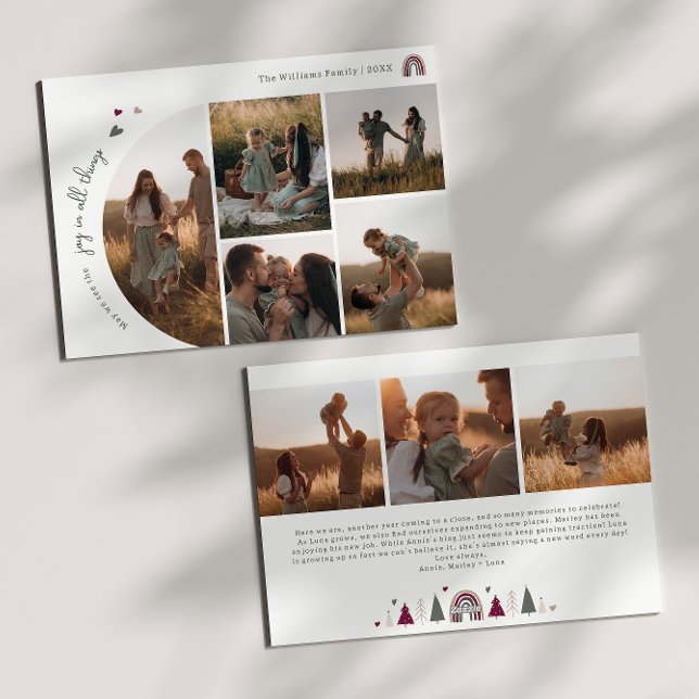 Boho Rainbow & Hearts Joy in All Sak 8 Photo Julkort (Skapare uppladdad)