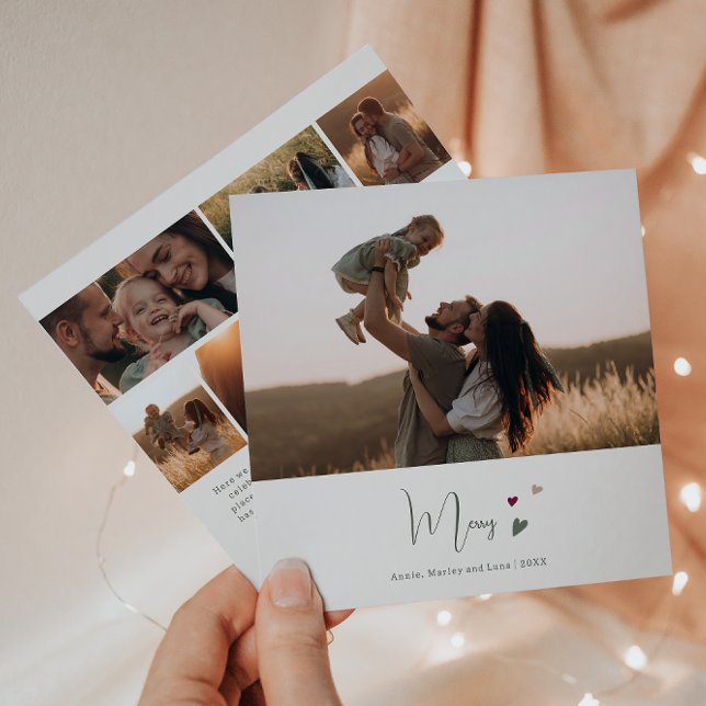 Boho Rainbow & Hearts Merry Seven Photo jul Julkort (Skapare uppladdad)