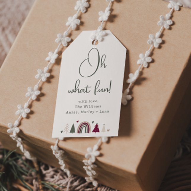 Boho Rainbow & Hearts Oh What Roligt Family Gift M Presentetikett (Skapare uppladdad)