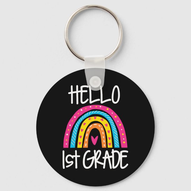 Boho Rainbow Hej 1:a Klass First School Teac Nyckelring (Framsida)