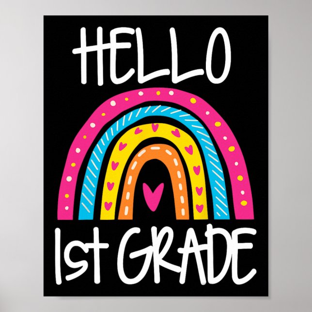 Boho Rainbow Hej 1:a Klass First School Teac Poster (Framsidan)