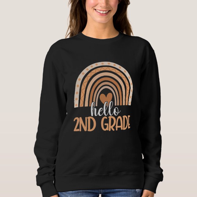 Boho Rainbow Hej 2:e Klass-läraren Student back T Shirt (Framsida)