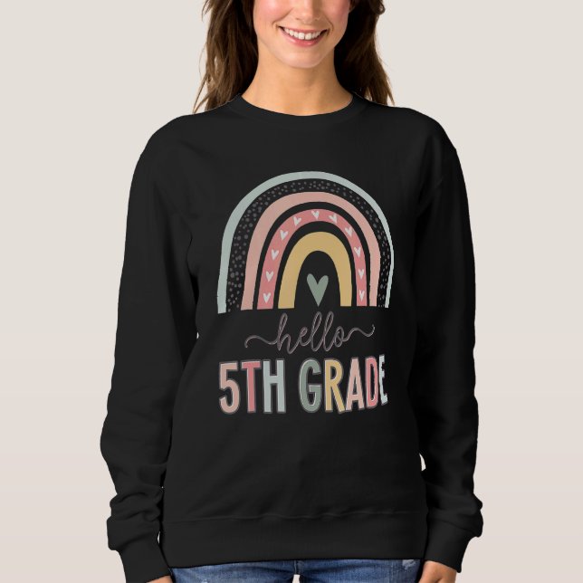 Boho Rainbow Hej 5:e Klass femte Klass-lärarna T Shirt (Framsida)