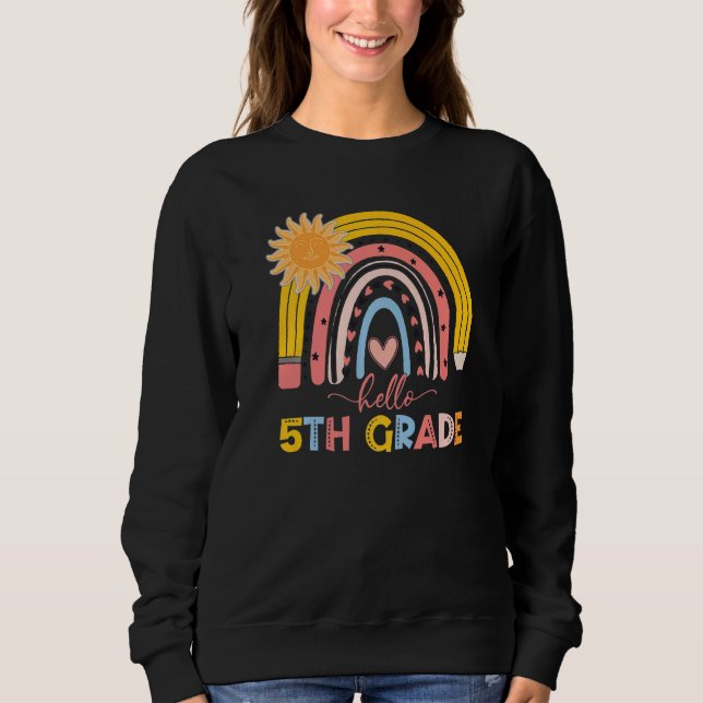 Boho Rainbow Hej 5:e Klass-läraren första dagen T Shirt (Framsida)