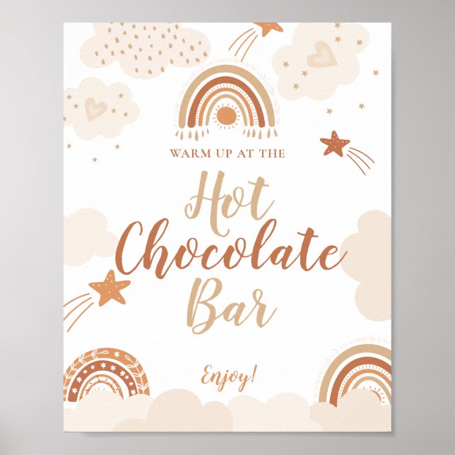 Boho Rainbow Hett Chocolate Pub Sign Poster (Framsidan)
