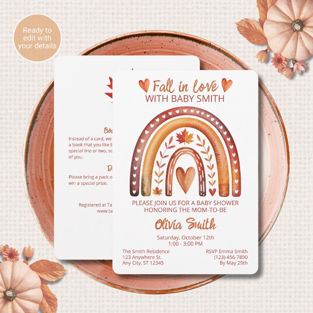 Boho Rainbow Höst All in One QR-kod Baby Shower Inbjudningar (Skapare uppladdad)