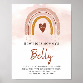 Boho Rainbow hur stor är Mamma Belly Game-skylt Poster