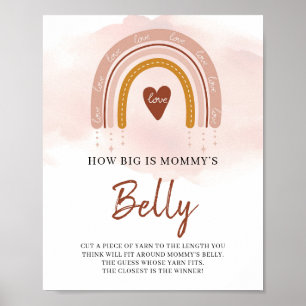 Boho Rainbow hur stor är Mamma Belly Game-skylt Poster