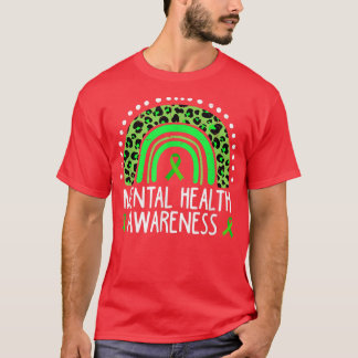 Boho Rainbow I Wear Green For Mental Health Awaren T Shirt