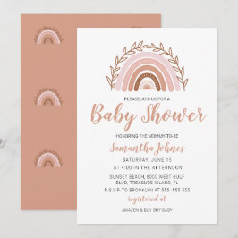 Boho Rainbow-inbjudan, Bohemian Baby Shower Tack Kort