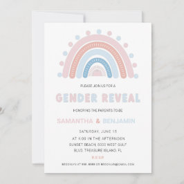 Boho Rainbow-inbjudan till Gender, blått och Rosa Inbjudningar