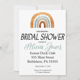 Boho Rainbow Inbjudningskort för möhippan