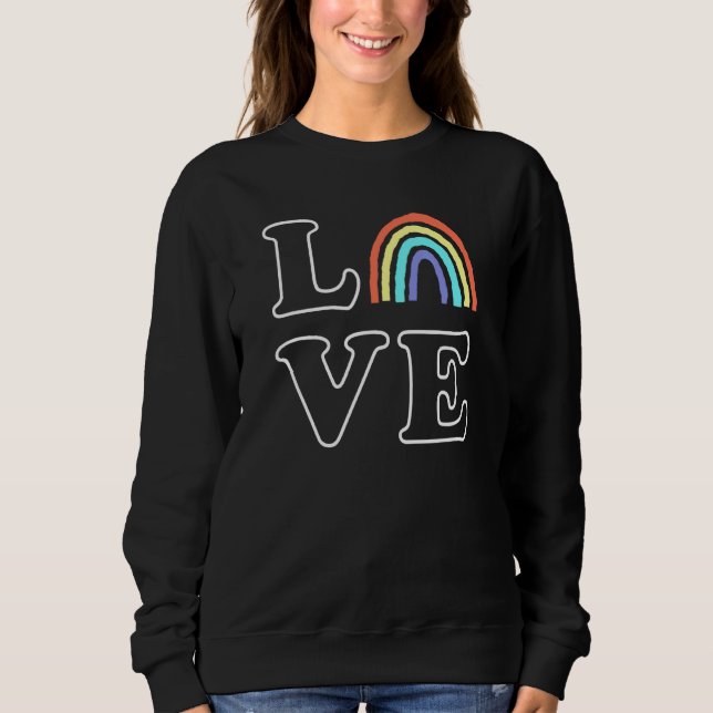 Boho Rainbow Kärlek Brev Pride Lbgtqia T Shirt (Framsida)