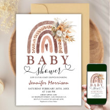 Boho Rainbow | Kön Neutral Brown Baby Shower