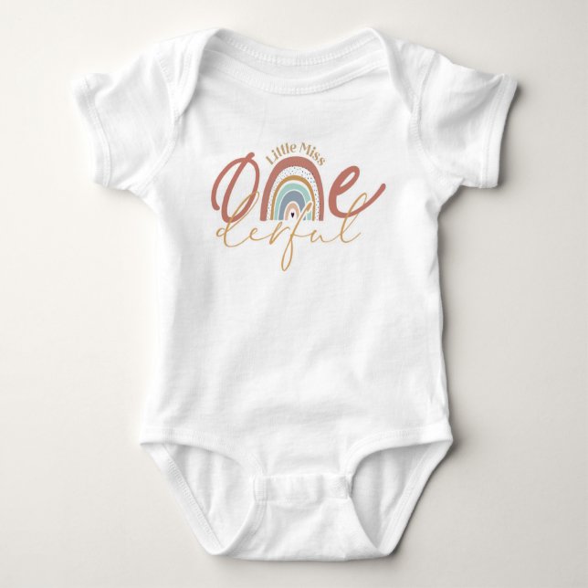 Boho Rainbow - Little Miss Onederful T Shirt (Framsida)