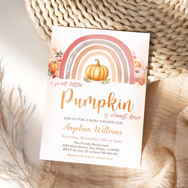 Boho Rainbow Little Pumpkin Fall Baby Shower Inbjudningar (Skapare uppladdad)