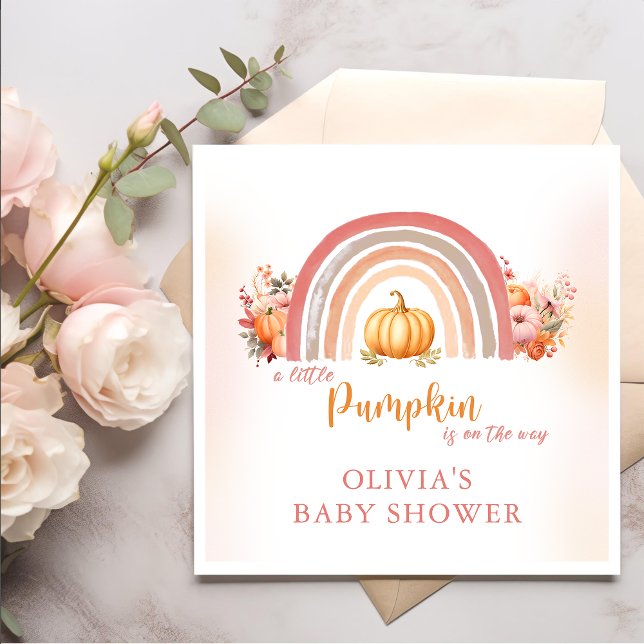 Boho Rainbow Little Pumpkin Fall Baby Shower Pappersservett (Skapare uppladdad)