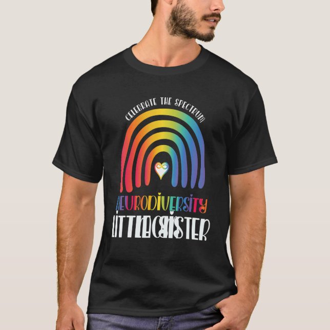 Boho Rainbow Little Sister Neurodiversity Family M T Shirt (Framsida)