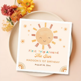 Boho Rainbow Little Sunshine Birthday Napkins Pappersservett