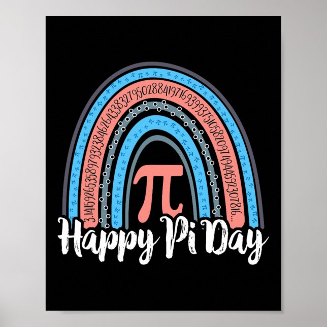 Boho Rainbow Lycklig Pi Day 3.14 Math Geek 3 Poster (Framsidan)