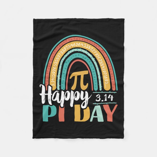 Boho Rainbow Lycklig Pi Day 3.14 Math Geek Fleecefilt (Framsidan)