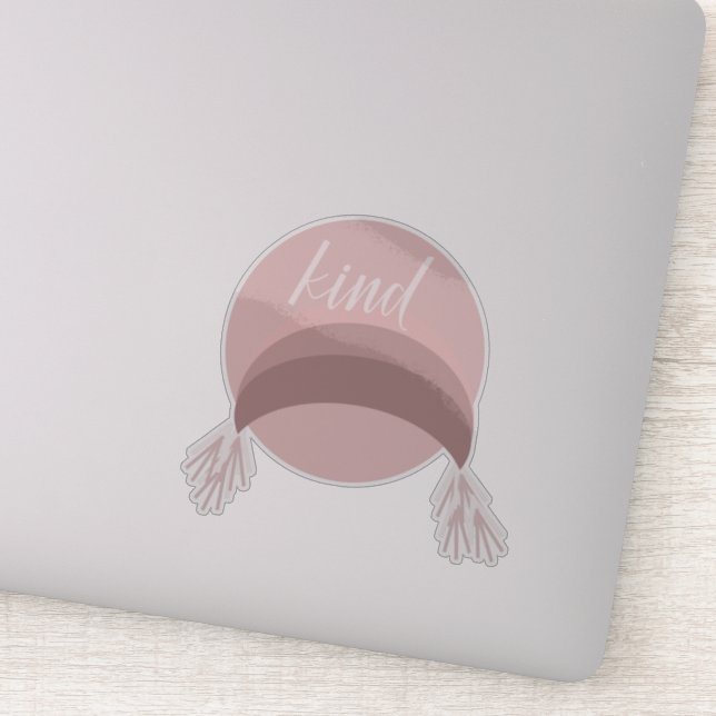 Boho Rainbow Macrame Rosa Kind Klistermärken (Detalj)