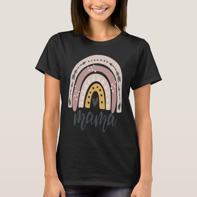 Boho Rainbow Mama Mom Mommy New Mom Mother's Day T Shirt (Framsida)