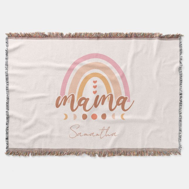 Boho Rainbow Mamma med Måne Phases Filt (Framsidan)