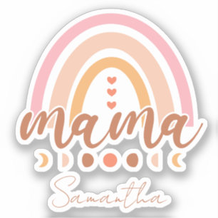Boho Rainbow Mamma med Måne Phases Klistermärken