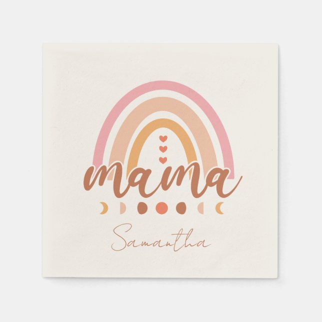 Boho Rainbow Mamma med Måne Phases Pappersservett (Framsidan)
