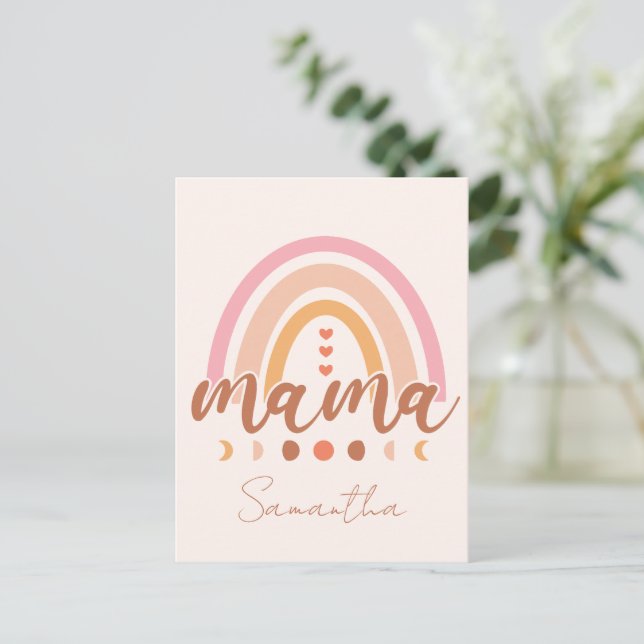Boho Rainbow Mamma med Måne Phases Vykort (Stående Fram)