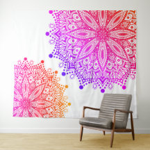 Boho Rainbow Mandala Tapestry