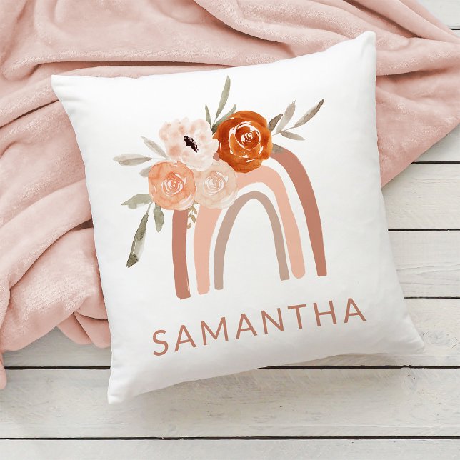 Boho Rainbow med Flowers | NEUTRALT FÄRG Kudde (Skapare uppladdad)