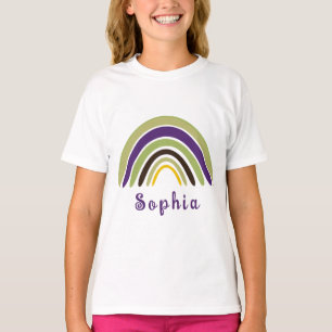 Boho Rainbow med Personlig Namn i Grönt T Shirt
