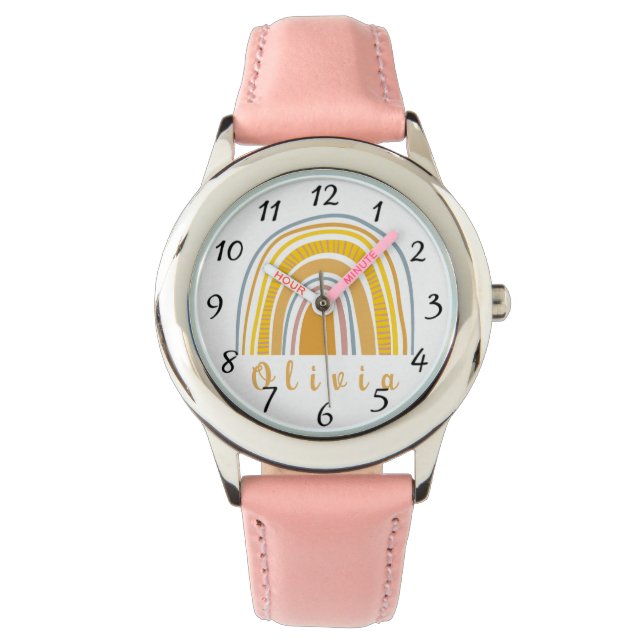 Boho Rainbow med Personlig Namn Whimsical Armbandsur (Framsida)