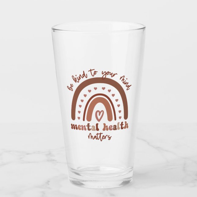 Boho Rainbow Mental Health ska vara snäll mot dig Glaskopp (Framsida)