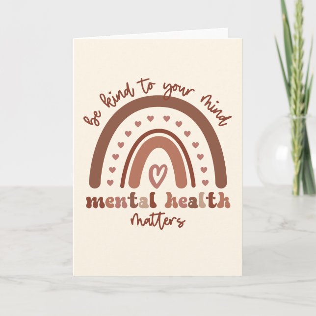 Boho Rainbow Mental Health ska vara snäll mot dig Kort (Framsida)