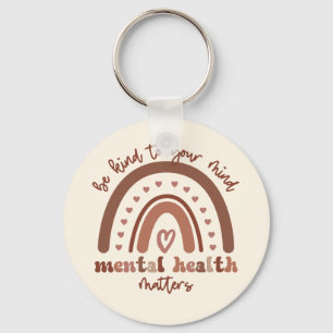 Boho Rainbow Mental Health ska vara snäll mot dig Nyckelring