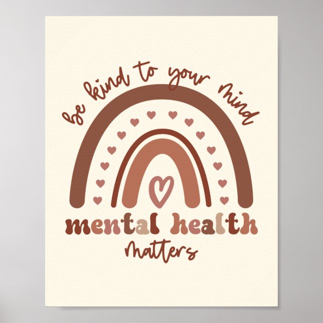 Boho Rainbow Mental Health ska vara snäll mot dig Poster (Framsidan)