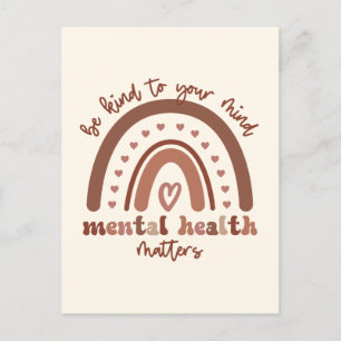 Boho Rainbow Mental Health ska vara snäll mot dig Vykort