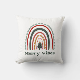 Boho Rainbow Merry Vibes Retro jul Kudde