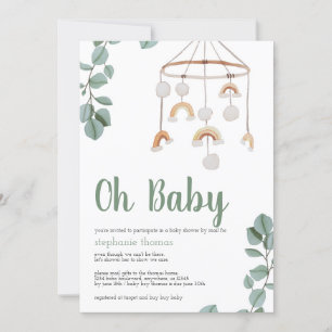 Boho Rainbow Mobile Baby Shower by Mail Greenery Inbjudningar