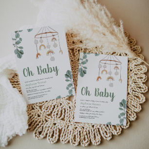Boho Rainbow Mobile Baby Shower Greenery Invatio Inbjudningar