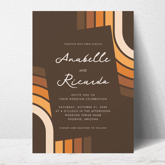 Boho Rainbow Modern Script QR-kodfoto Bröllop Inbjudningar (Skapare uppladdad)