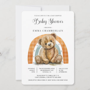 Boho Rainbow Nalle Baby Shower Inbjudningar