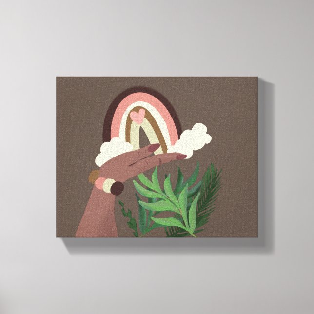 Boho Rainbow Natural Plant Älskare Kanvastryck (Framsida)